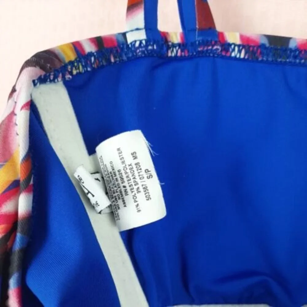 Becca by Rebecca Virtue Multi-Color Halter Padded Tankini Top Size S